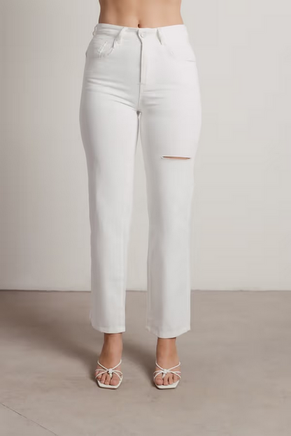 Tobi Women's Castle Heights Straight Leg Jeans - White