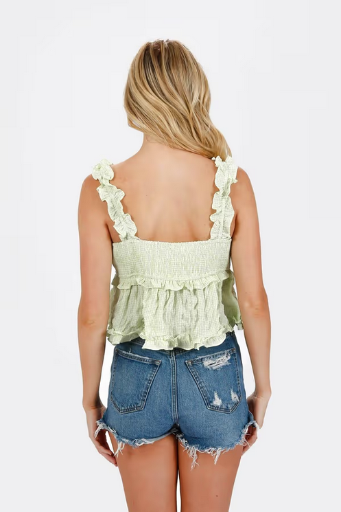 Tobi Women's Aerith Gingham Blouse - Lime