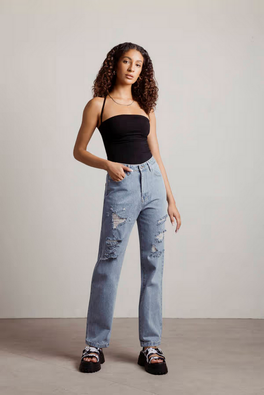 Tobi Women's Elysian Heights Distressed Jeans - Light Wash