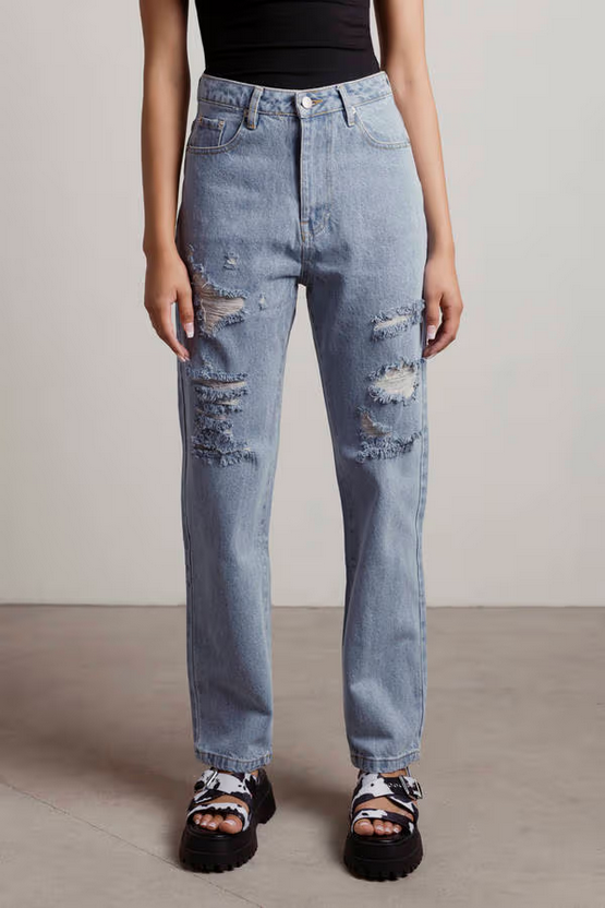 Tobi Women's Elysian Heights Distressed Jeans - Light Wash