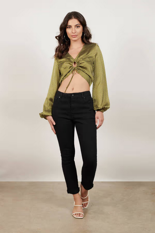 Tobi Women's Stay Longer Polka Dot Blouse - Olive