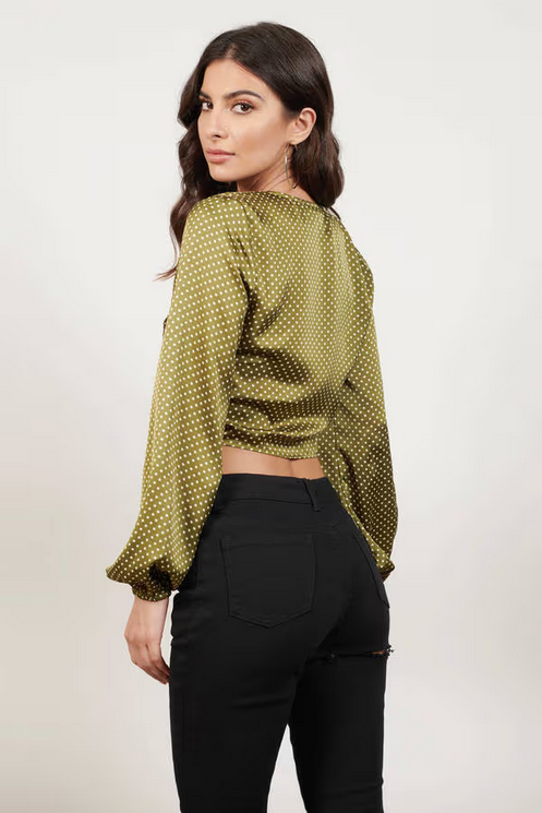 Tobi Women's Stay Longer Polka Dot Blouse - Olive