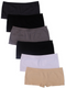 Kalon Clothing Women's 6 Pack Nylon Spandex Boyshort Panties