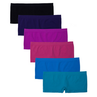 Kalon Clothing Women's 6 Pack Nylon Spandex Boyshort Panties