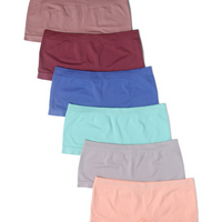 Kalon Clothing Women's 6 Pack Nylon Spandex Boyshort Panties