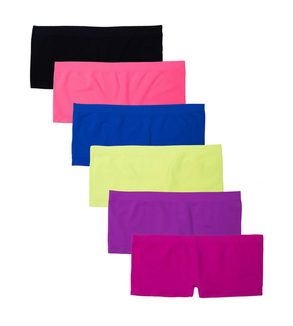 Kalon Clothing Women's 6 Pack Nylon Spandex Boyshort Panties