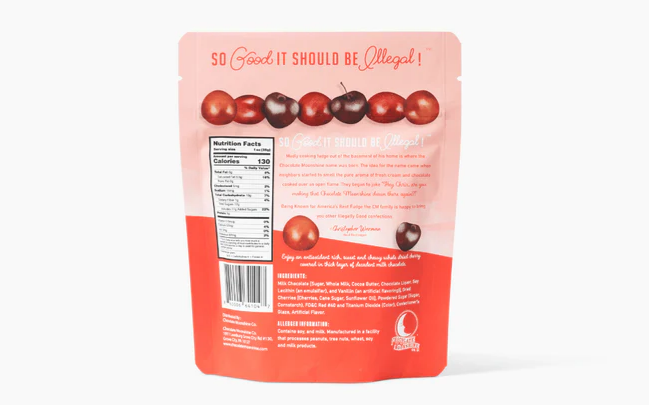 Chocolate Moonshine Co Bourbon Black Cherries - Snacking Bag