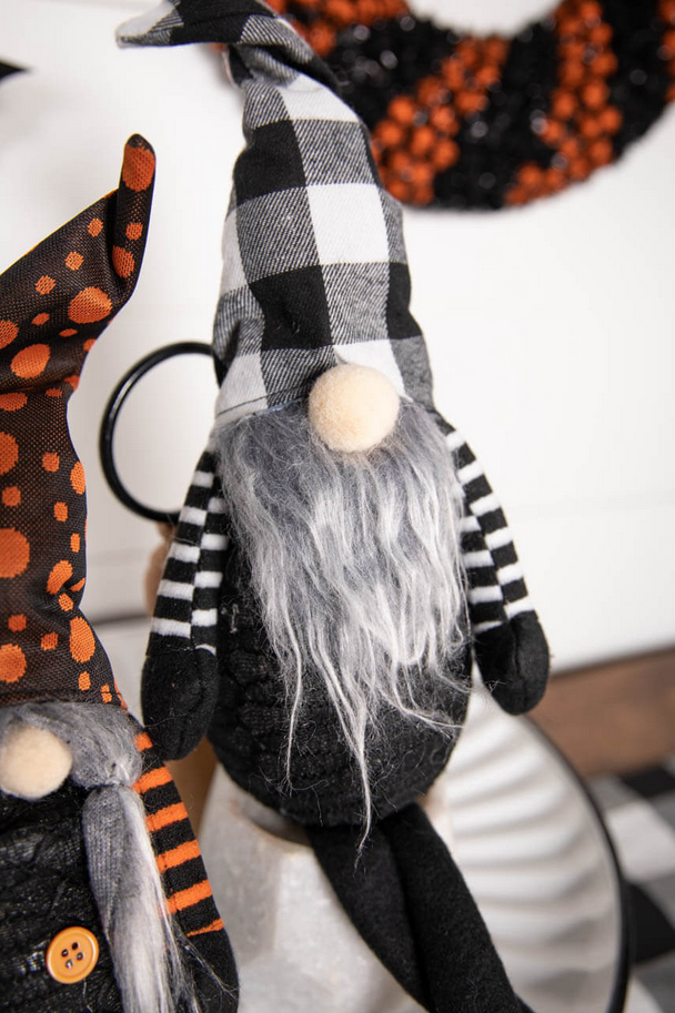 Decorator's Warehouse 22” B/O Lighted Fabric Halloween Gnome Shelf Sitter