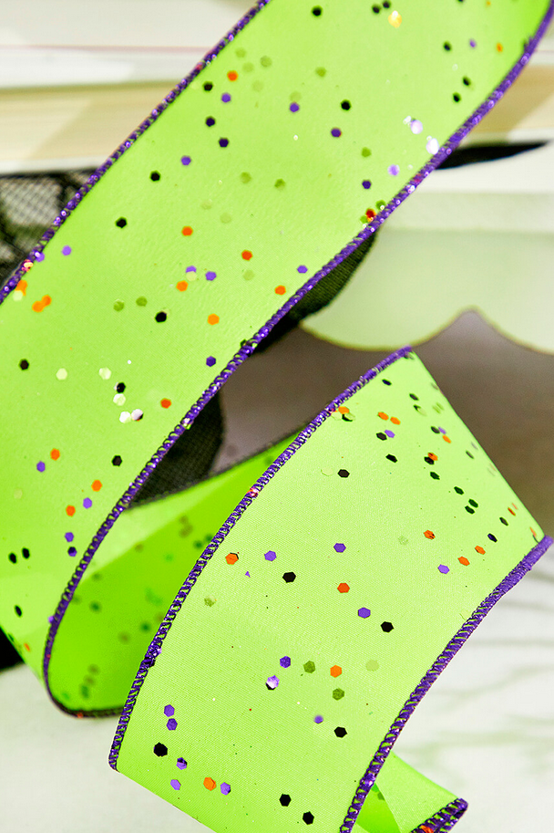 Decorator's Warehouse 2.5" x 10 Yard Sprinkled Hex Glitter Finish Ribbon