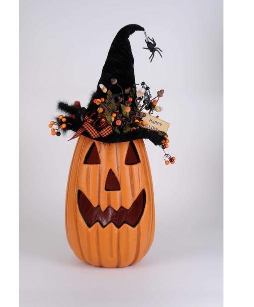 Decorator's Warehouse 31" Karen Didion Lighted Tall Fiber Optic Pumpkin