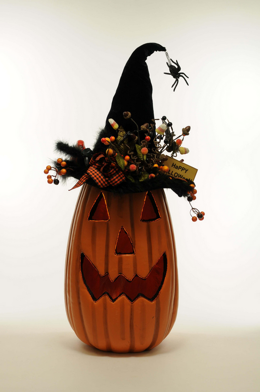 Decorator's Warehouse 31" Karen Didion Lighted Tall Fiber Optic Pumpkin