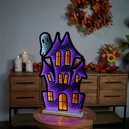 Decorator's Warehouse 23.5"H Haunted House with Ghost Infinity Light