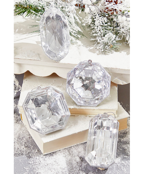 Decorator's Warehouse 4"-5" Jewel Ornament - Silver