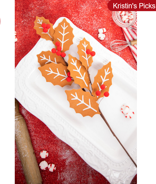 Decorator's Warehouse 28” Gingerbread Leaf Spray with Red Berries