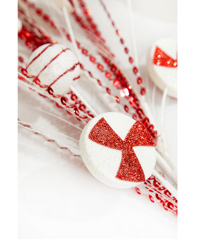 Decorator's Warehouse 33" Red and White Glitter Peppermint Grass Spray