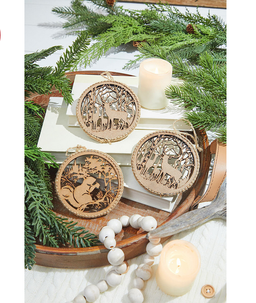 Decorator's Warehouse 4.25” Paper Woodland Friend Disk Ornament