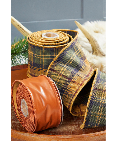 Decorator's Warehouse 2.5" x 10 Yard Cognac Faux Leather Ribbon