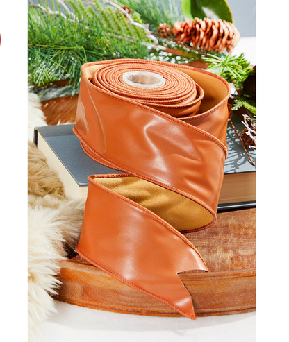 Decorator's Warehouse 2.5" x 10 Yard Cognac Faux Leather Ribbon