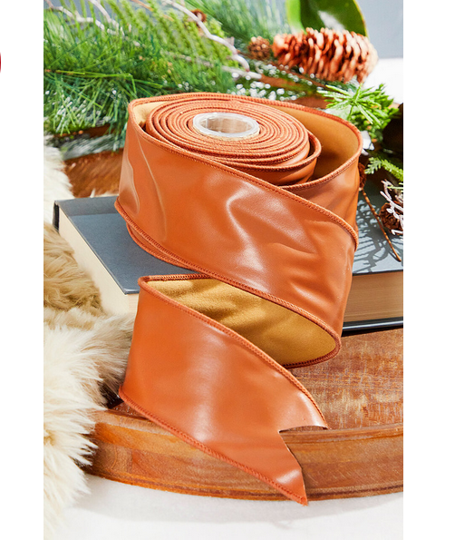 Decorator's Warehouse 2.5" x 10 Yard Cognac Faux Leather Ribbon