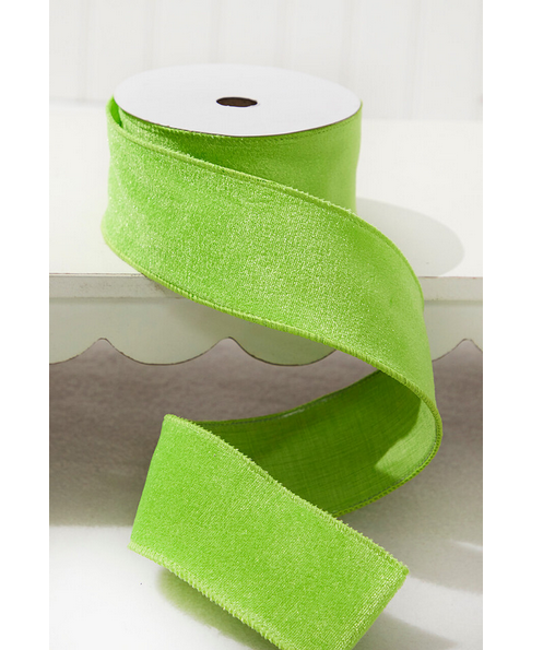 Decorator's Warehouse 2.5" x 10 Yard Lime Green Velvet Wired Ribbon