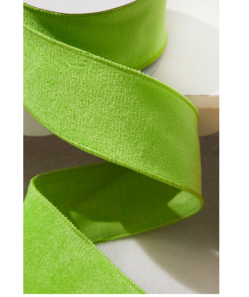 Decorator's Warehouse 2.5" x 10 Yard Lime Green Velvet Wired Ribbon