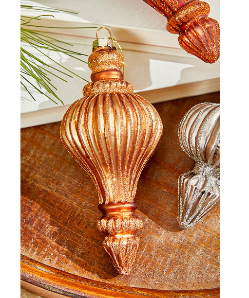 Decorator's Warehouse 6" Bronze/Gold/Silver Finial Glass Ornament