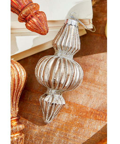 Decorator's Warehouse 6" Bronze/Gold/Silver Finial Glass Ornament