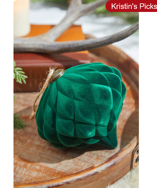 Decorator's Warehouse 6” Green Velvet Onion Ornament