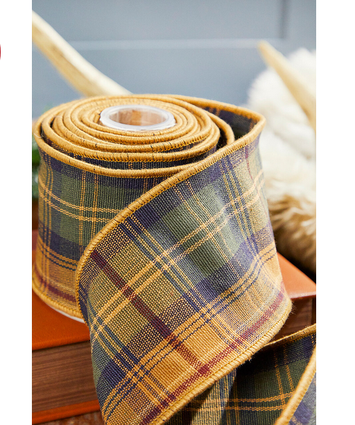 Decorator's Warehouse 4" x 5 Yard Cotton Highlands Luxe Plaid Ribbon
