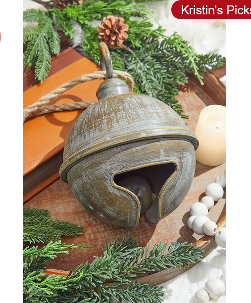 Decorator's Warehouse 7" x 9” Antique Finish Metal Jingle Bell Ornament