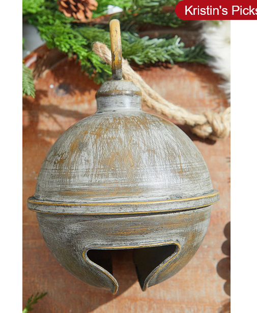 Decorator's Warehouse 7" x 9” Antique Finish Metal Jingle Bell Ornament
