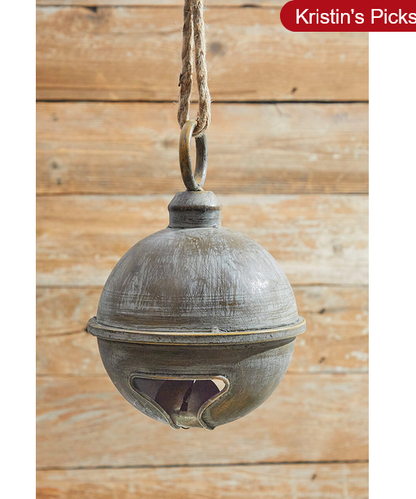 Decorator's Warehouse 7" x 9” Antique Finish Metal Jingle Bell Ornament