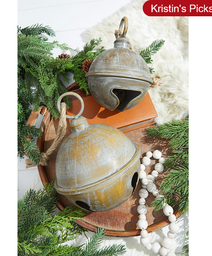 Decorator's Warehouse 7" x 9” Antique Finish Metal Jingle Bell Ornament