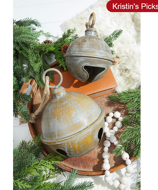 Decorator's Warehouse 7" x 9” Antique Finish Metal Jingle Bell Ornament
