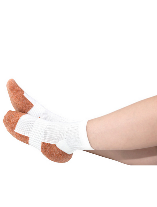 Apexfoot Men's Non-Binding Copper Cloud Diabetic Socks - Ankle High Unisex White (3 pk)