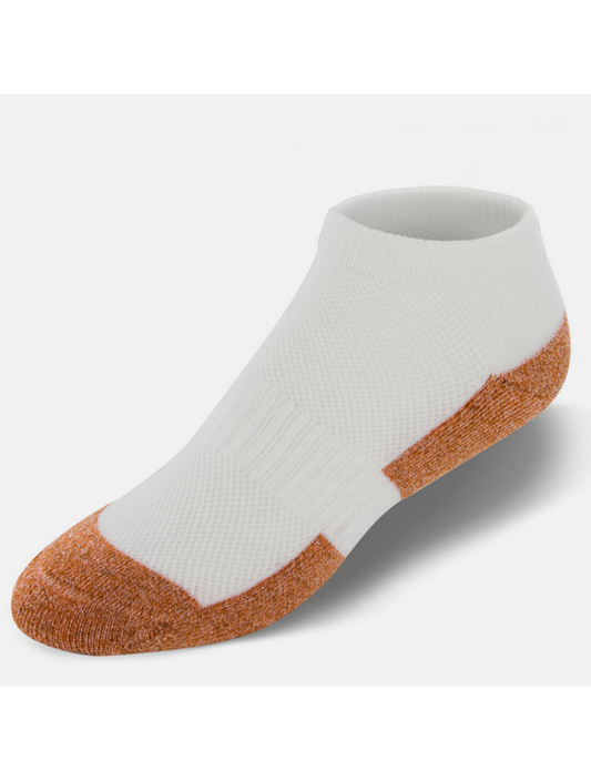 Apexfoot Men's Non-Binding Copper Cloud Diabetic Socks - No Show Unisex White (3 pk)