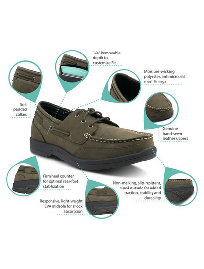 Apexfoot Men's Orthopedic Boat Shoe - Dark Brown
