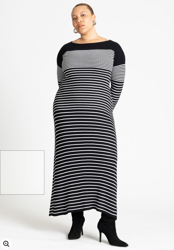 ELOQUII Women's Striped Sweater Dress