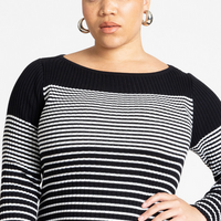 ELOQUII Women's Striped Sweater Dress