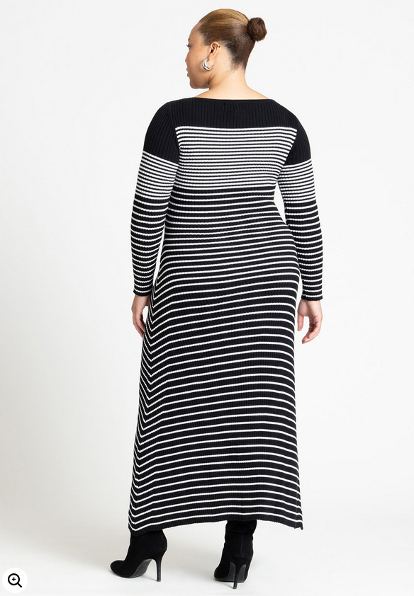 ELOQUII Women's Striped Sweater Dress