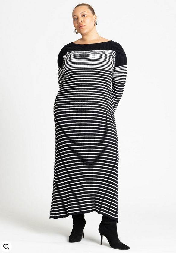 ELOQUII Women's Striped Sweater Dress