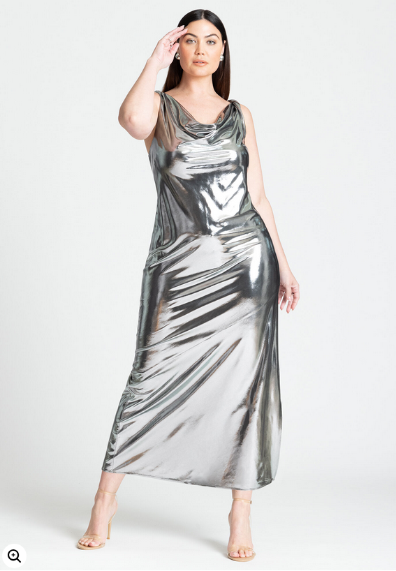 ELOQUII Women's Metallic Cowl Dress