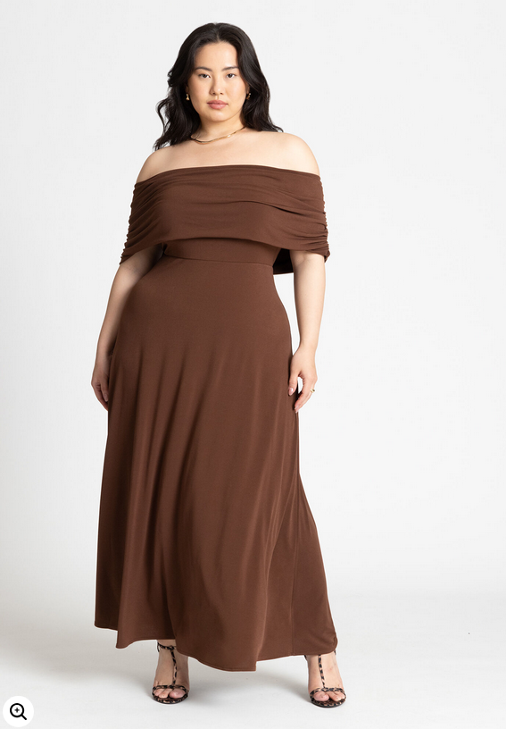 ELOQUII Women's Off The Shoulder Maxi Dress