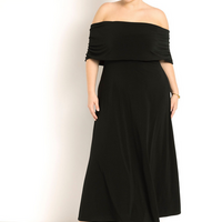 ELOQUII Women's Off The Shoulder Maxi Dress