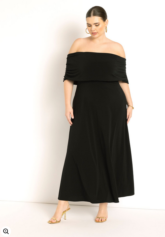 ELOQUII Women's Off The Shoulder Maxi Dress