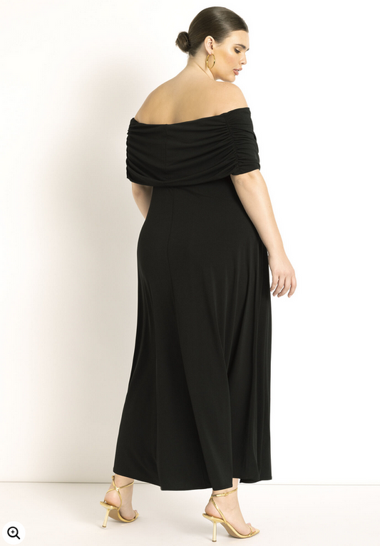 ELOQUII Women's Off The Shoulder Maxi Dress