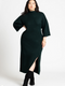 ELOQUII Women's Funnel Neck Wide Sleeve Midi Dress