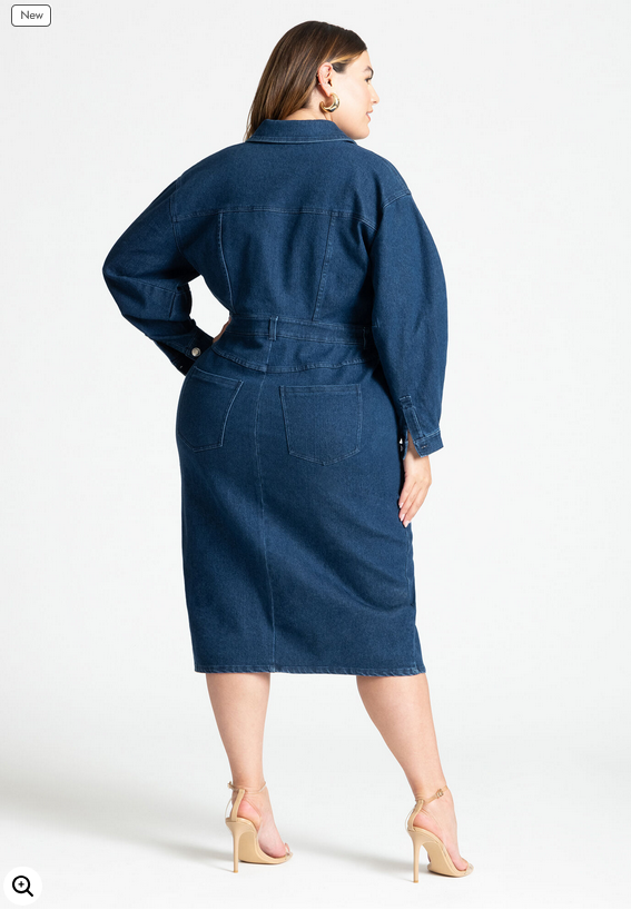 ELOQUII Women's Oversized Denim Midi Dress