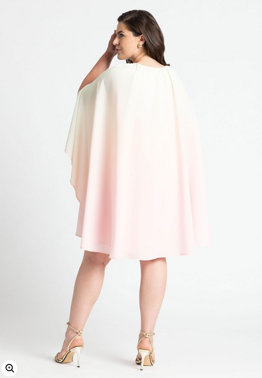 ELOQUII Women's Ombre Mini Cape Dress