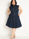 ELOQUII Women's Fit & Flare Denim Dress